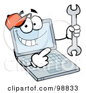 Laptop Guy Holding A Wrench