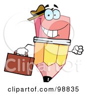 Poster, Art Print Of Pencil Guy Businessman Carrying A Briefcase