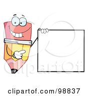 Poster, Art Print Of Pencil Guy Holding A Blank Sign