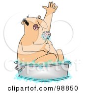 Poster, Art Print Of Man Using A Sponge To Clean Up In A Tub
