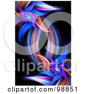 Royalty Free RF Clipart Illustration Of A Diagonal Wave Of Fractal Flowers Over Black