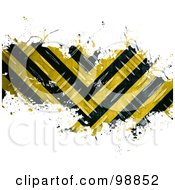Royalty Free RF Clipart Illustration Of A Grungy Bar Of Diamond Plate Hazard Stripes Over White