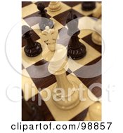 Poster, Art Print Of 3d White Wooden Chess King On Board