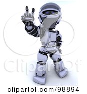 3d Silver Robot Gesturing Peace