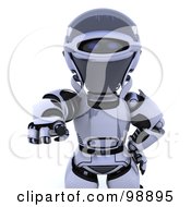 3d Silver Robot Pointing Outwards