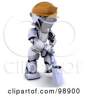 Royalty Free RF Clipart Illustration Of A 3d Silver Robot Digging
