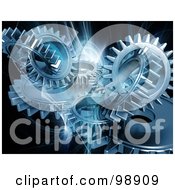 Royalty Free RF Clipart Illustration Of A Background Of Abstract Shining Blue Gears
