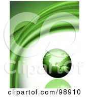 Poster, Art Print Of Green Globe On A White And Green Sparkly Background