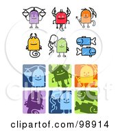 Royalty Free RF Clipart Illustration Of A Digital Collage Of Sketched And Square Libra Scorpio Sagittarius Capricorn Aquarius And Pisces Zodiac Icons