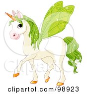 Magical Fairy Unicorn Horse With Green Wings
