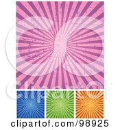 Poster, Art Print Of Digital Collage Of Grungy Retro Pink Blue Green And Orange Ray Backgrounds