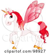 Magical Fairy Unicorn Horse With Red Wings