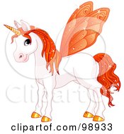 Magical Fairy Unicorn Horse With Orange Wings