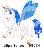 Magical Fairy Unicorn Horse With Blue Wings
