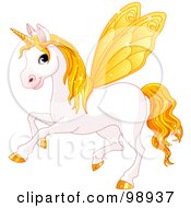 Magical Fairy Unicorn Horse With Yellow Wings