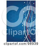 Royalty Free RF Clipart Illustration Of A Patriotic American Background Of Waves And And Stars Over Blue