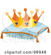 Poster, Art Print Of Jeweled Crown On A Blue Pillow