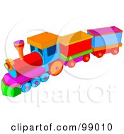 Poster, Art Print Of Childs Colorful Toy Train With Carts
