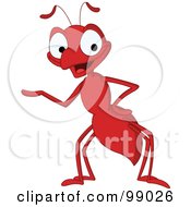 Poster, Art Print Of Cute Red Ant Presenting With One Hand