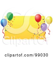Poster, Art Print Of Yellow Rectangle With Star Glitter And Party Balloons