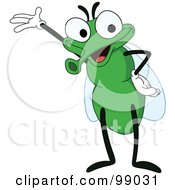 Poster, Art Print Of Cute Green Fly Presenting With One Hand