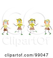 Royalty Free RF Clipart Illustration Of Stick Girl Scouts