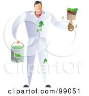 Poster, Art Print Of Male Painter Making A Mess With Green Paint