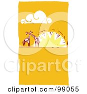 Royalty Free RF Clipart Illustration Of A Giraffe Pair Against An African Sunset by xunantunich