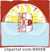 Royalty Free RF Clipart Illustration Of A Lone Elephant Reflecting On Water Against A Sunset