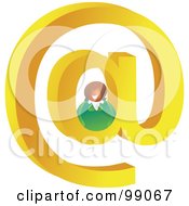 Poster, Art Print Of Businesswoman On A Large At Symbol