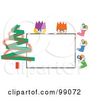 Poster, Art Print Of Stick Boy And Girl With A Christmas Sign