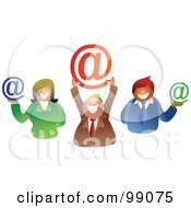 Poster, Art Print Of Group Of Business People Holding Email Symbols