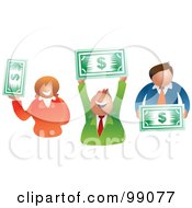 Poster, Art Print Of Business Team Holding Dollars