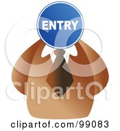 Royalty Free RF Clipart Illustration Of A Businessman With An Entry Sign Face