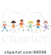 Poster, Art Print Of Stick Children Holding Hands And Standing