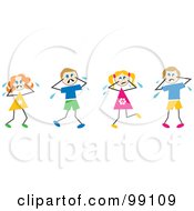 Poster, Art Print Of Stick Children Crying