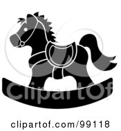 Royalty Free RF Clipart Illustration Of A Black And White Childrens Nursery Rocking Horse by Pams Clipart