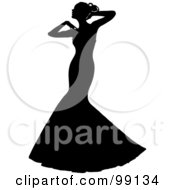 Royalty Free RF Clipart Illustration Of A Graceful Silhouetted Bride Posing In Her White Wedding Gown by Pams Clipart