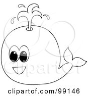Royalty Free RF Clipart Illustration Of A Round Outlined Whale Spouting Water by Pams Clipart