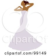 Graceful Hispanic Bride Posing In Her White Wedding Gown