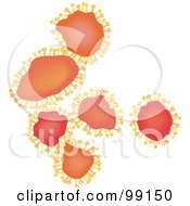 Poster, Art Print Of Orange Microscopic Viruses