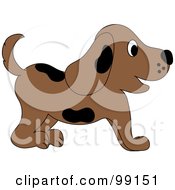 Poster, Art Print Of Brown Puppy Dog With Black Spots In Profile