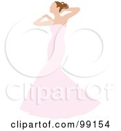 Royalty Free RF Clipart Illustration Of A Graceful Brunette Bride Posing In Her White Wedding Gown by Pams Clipart
