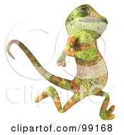 Royalty Free RF Clipart Illustration Of A 3d Pauntz Chameleon Lizard Character Running Right