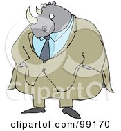 Poster, Art Print Of Rhino Businessman In A Beige Suit