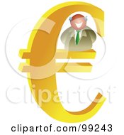 Royalty Free RF Clipart Illustration Of A Businessman On A Large Euro Symbol by Prawny
