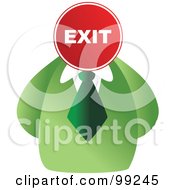 Royalty Free RF Clipart Illustration Of A Businessman With An Exit Sign Face