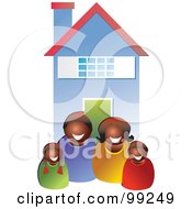 Poster, Art Print Of Happy Black Family In Front Of Their Home