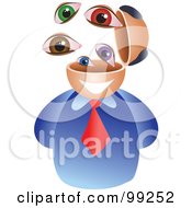 Royalty Free RF Clipart Illustration Of A Businessman With An Eyeball Brain