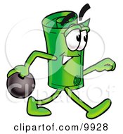 Rolled Money Mascot Cartoon Character Holding A Bowling Ball